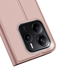 Чехол книжка из PU кожи розового цвета от Dux Ducis для смартфона Xiaomi Redmi Note 14 5G, серия Skin Pro Series Case
