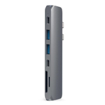 USB-Хаб Satechi Pro (USB-C) (ST-CMBP) Подключение: два коннектора USB-C. Порты: Thunderbolt 3, USB-C, 2 USB-A 3.2 Gen 1, microSD, SD, HDMI (до 4K 60 Гц)