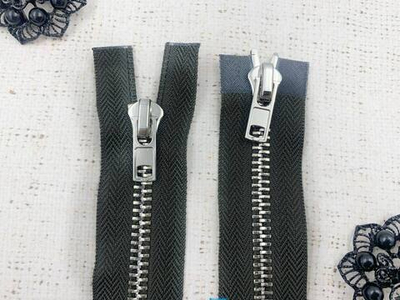 Молния металл Т8, L 85 см, 2 бегунка, серый хаки/никель