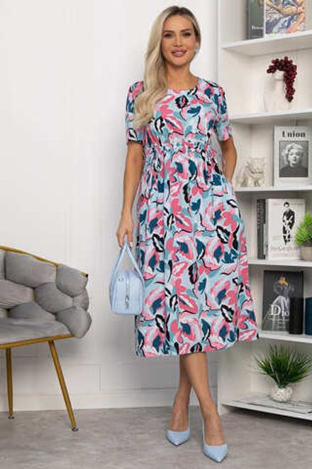 Платье Цветы лета (голубо-розовое) П13784-18М LT Collection (Акция)