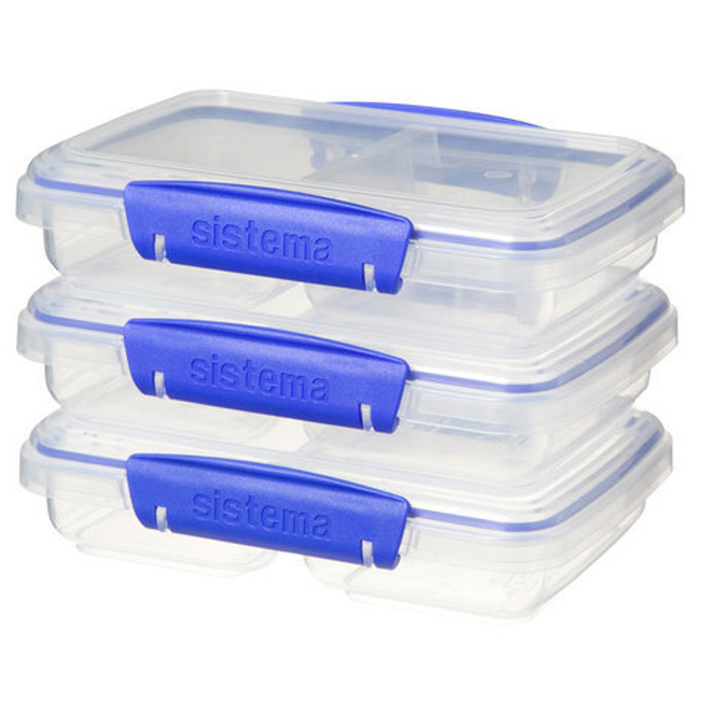 Набор контейнеров двухсекционных 3шт 350 мл Sistema Klip It синий
