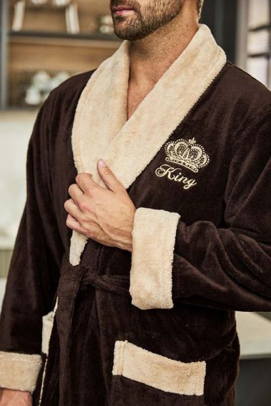 Халат мужской KING без капюшона Коричневый "Polens"