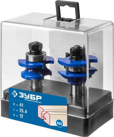 ЗУБР 41 x 23 мм, хвостовик 12 мм, набор фрез рамочных №2, Профессионал (28772-41.3-H2)