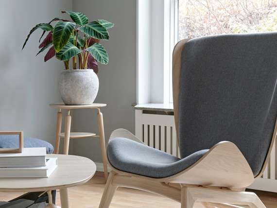 Кресло Umage The Reader, дуб с синей обивкой