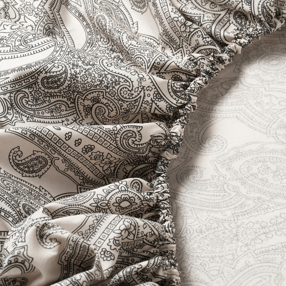 Простыня на резинке IKEA JATTEVALLMO (ЙЭТТЕВАЛЛМО), Бежевый с рисунком, 180x200 см