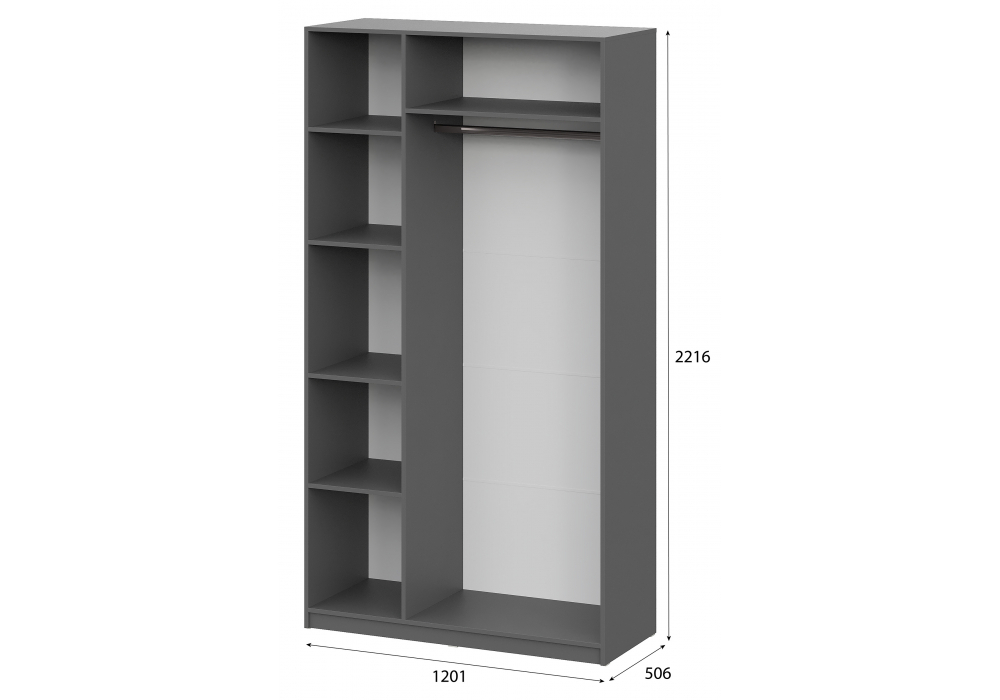 Шкаф Woodville Даиго с антресолью графит серый текстурный комплектация 2