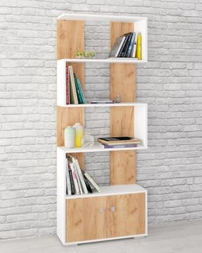 Стеллаж РОМЕО-2 белый / дуб крафт золотой