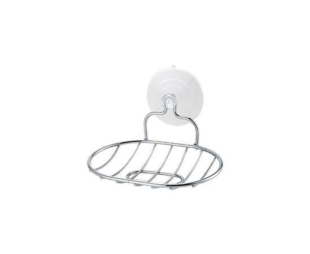 Мыльница для ванной подвесная на присосках, овальная, металл, 311457, Рыжий Кот