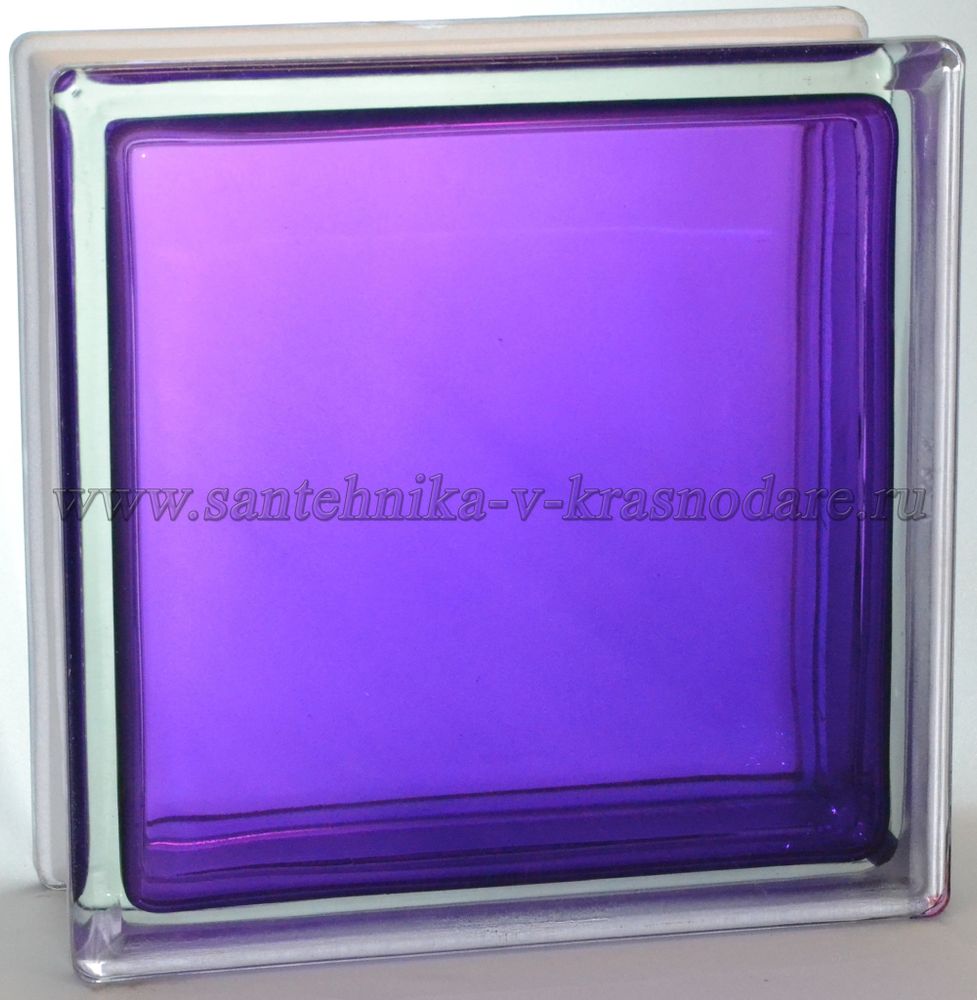 Стеклоблок фиолетовый гладкий окрашенный изнутри  Vitrablok  19x19x8