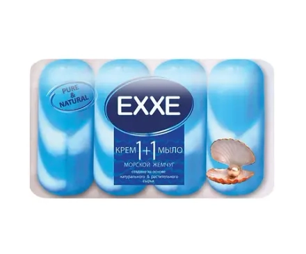 Туалетное крем-мыло "EXXE" 1+1 "Морской жемчуг" 4шт*90г (СИНЕЕ)