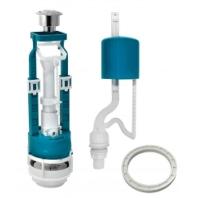 Арматура для бачка унитаза нижняя, 1/2", двухрежим, кноп, хром, Инкоэр, СБ2м-НпрНРФ-АА-В Р