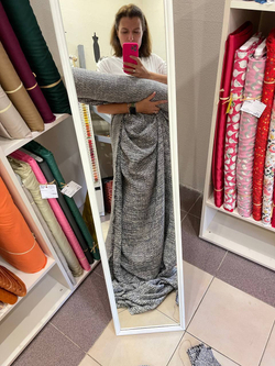 Костюмно-плательный смесовый твид (LiuJo, 60%хлопок/20%вискоза/15%пэ/5%полиамид, Сине-белый меланж, 152, 368 гр/м2)