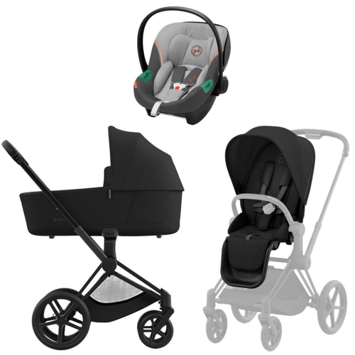Коляска 3 в 1 Cybex Priam IV Matt Black complete и автокресло Aton S2 i-Size Lava Grey Sepia Black