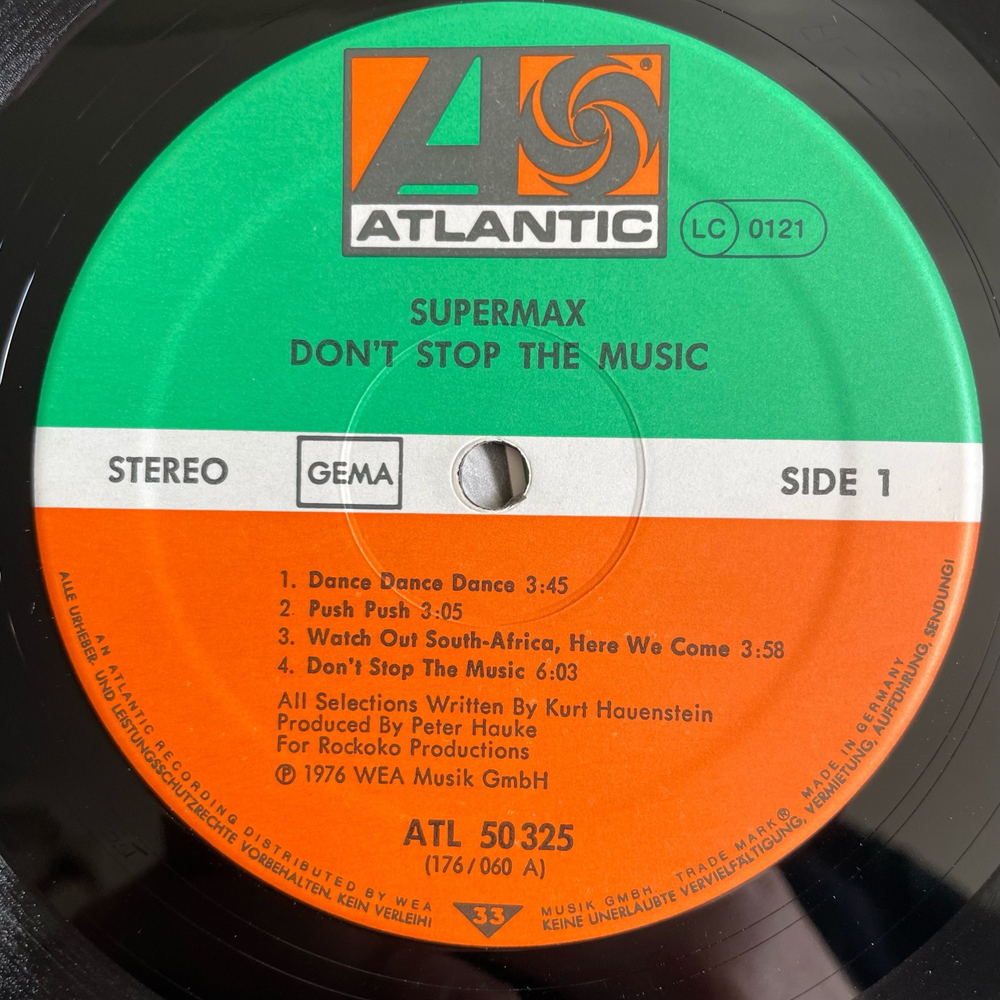 Винтажная виниловая пластинка LP Supermax Don't Stop The Music (Германия 1977)
