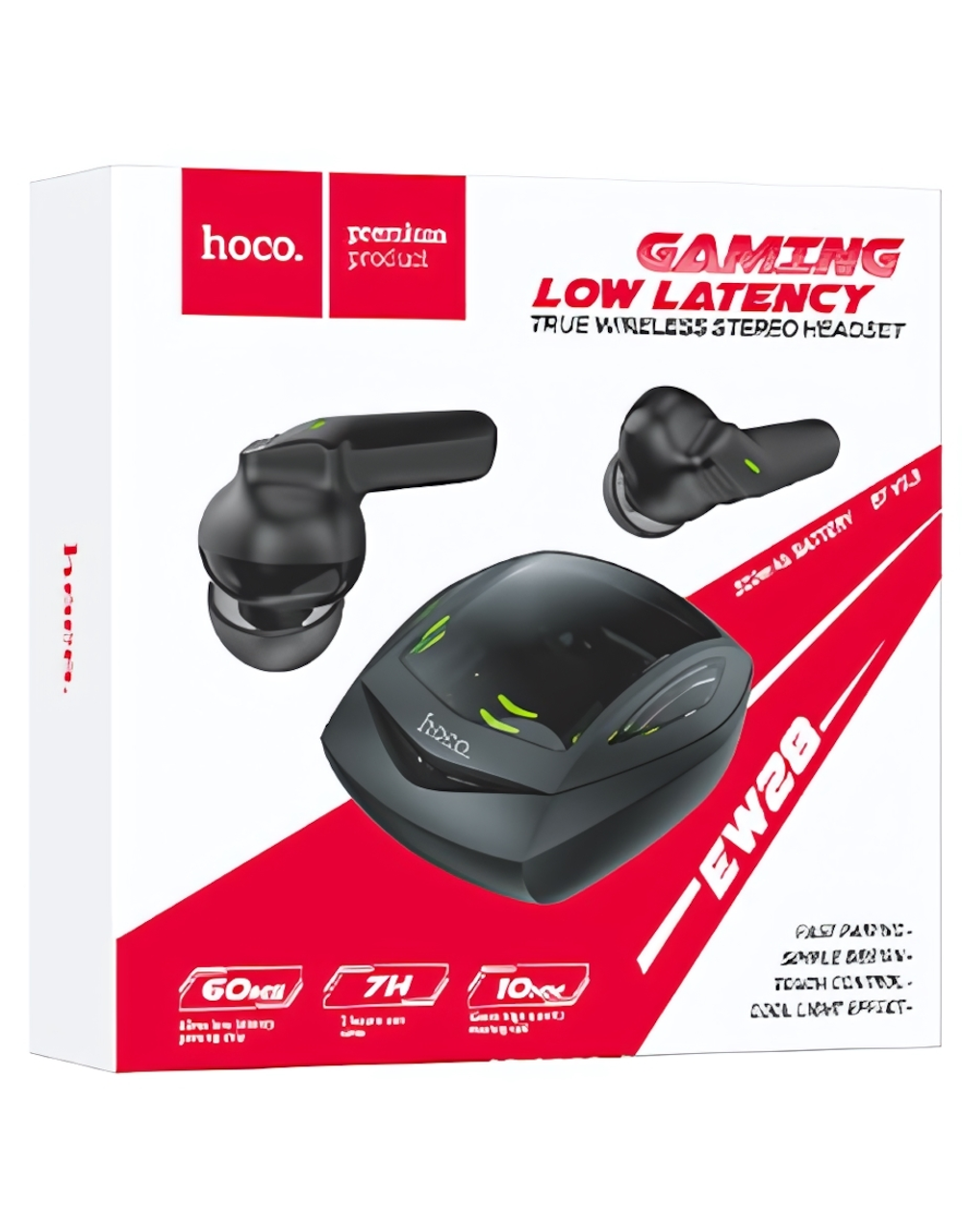 Bluetooth - гарнитура HOCO EW28, TWS вакуумные, BT5.3, 40/320mAh Black