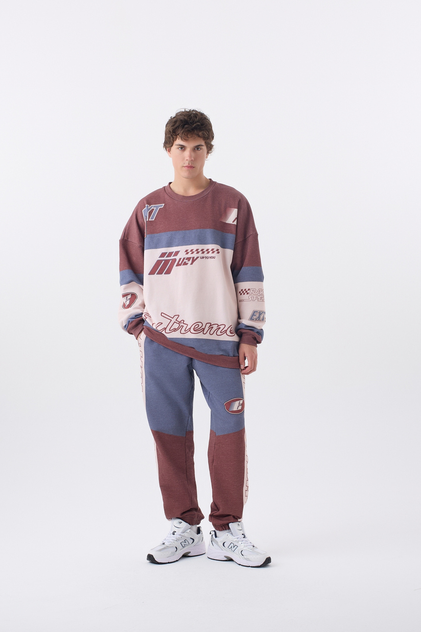 Костюм мужской с свитшотом из 100% Хлопка Футер Retro Sport