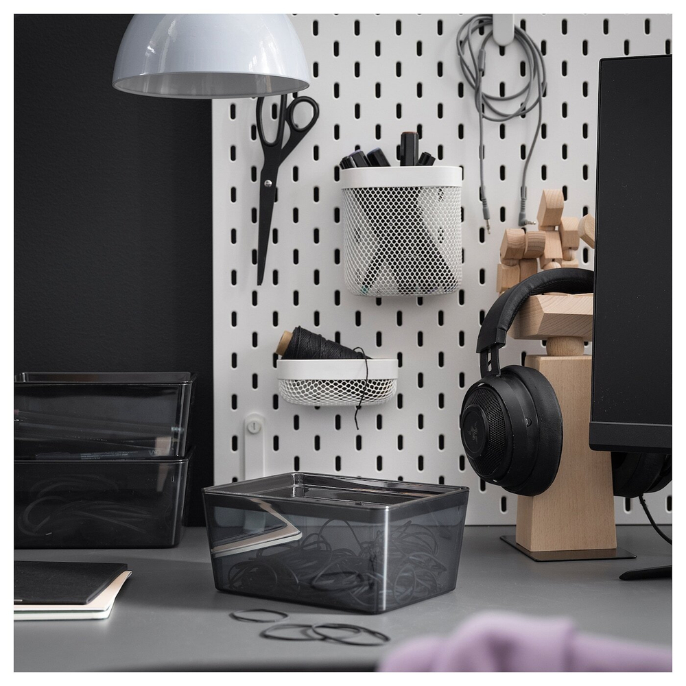 Контейнер с крышкой IKEA KUGGIS (КУГГИС), Пластик, Черный, 13x18x8 см