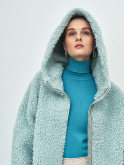 Шуба женская тедди чебурашка из шерсти, SilverFox (арт. S1257-001)