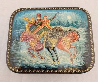 Шкатулка "Тройка" (Ручная роспись Палех)