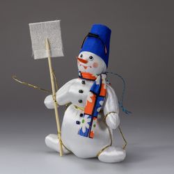 Ёлочная игрушка Снеговик с лопатой