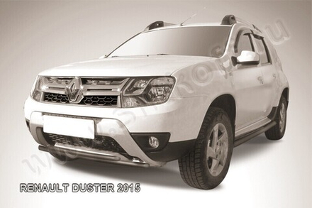 Защита переднего бампера Renault Duster (2015-2021) d42+d42 черная