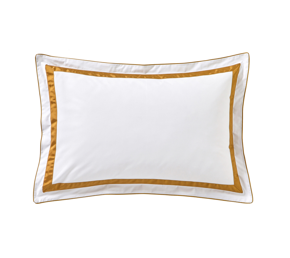 Постельное белье 2 спальное евро Blanc des Vosges Egerie Ambre белое с янтарной отделкой