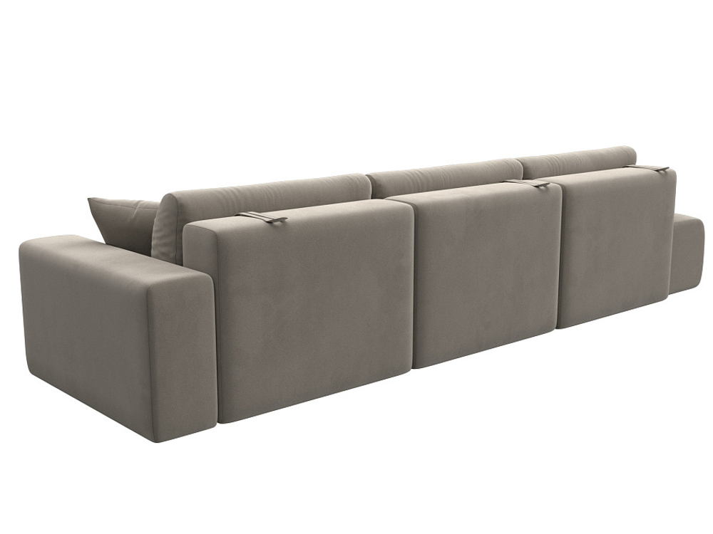 Диван прямой Лига-036 НПБ Модерн Лонг подлокотник справа МИКРОВЕЛЬВЕТ Бежевый