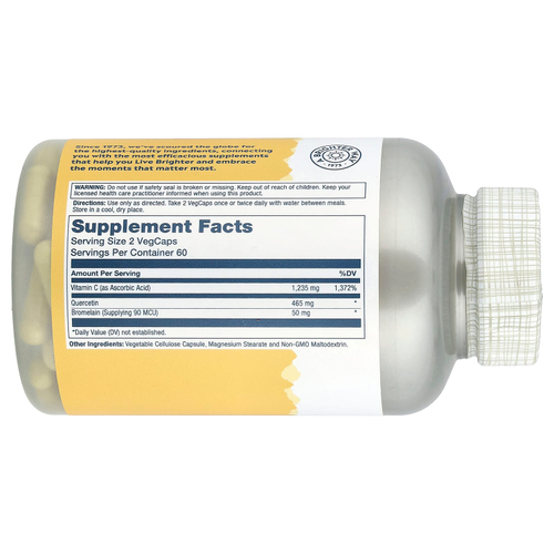 Solaray, кверцетин, бромелаин и витамин С, 120 капсул VegCap