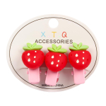 Зажимы для волос детские 3шт "Розовое облако.Клубнички" 2.5см (блистер и пакет с подвесом) (JINRE TR
