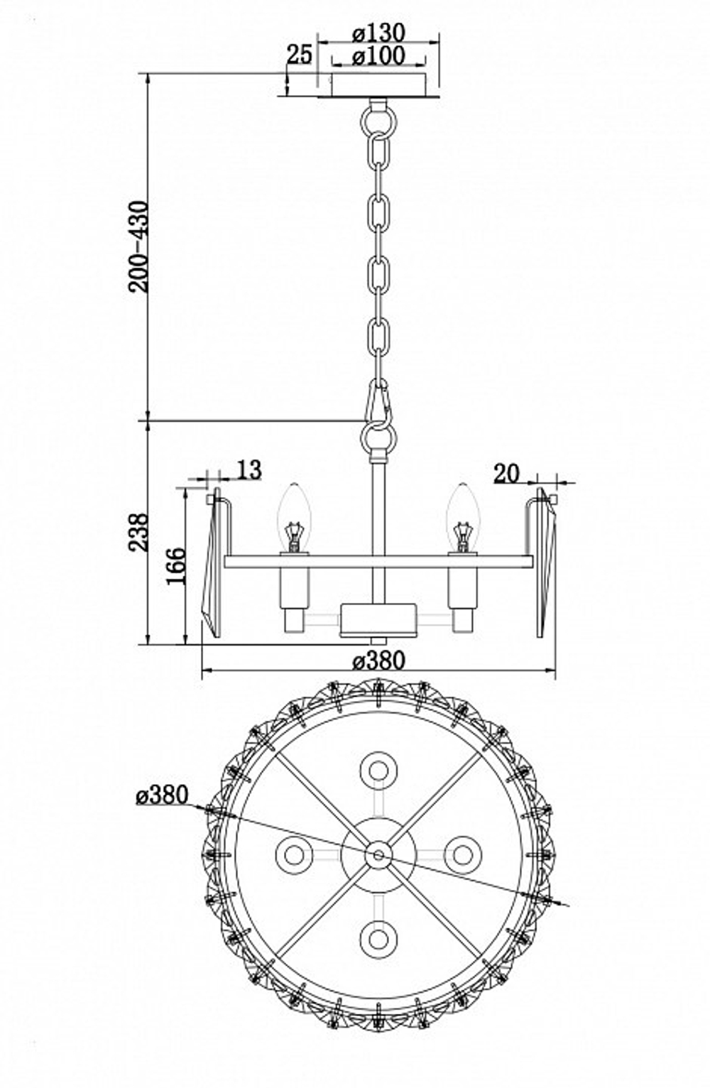 Люстра подвесная Maytoni Puntes MOD043PL-04CH