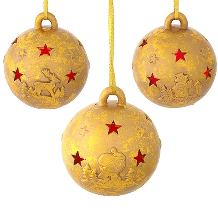 GAEM Украшение новогоднее Шар "Сияние звезд" с подсветкой, D 9 см, L9 W9 H10 см, 3в.