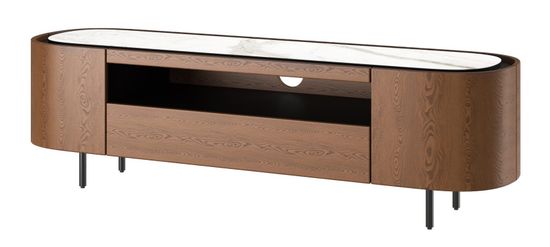 LITON, Тумба под ТВ, керамика матовая, шпон тёмный орех