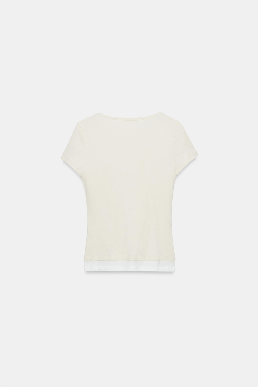 ZARA ФУТБОЛКА С ЭФФЕКТОМ МНОГОСЛОЙНОСТИ, ЭКРЮ