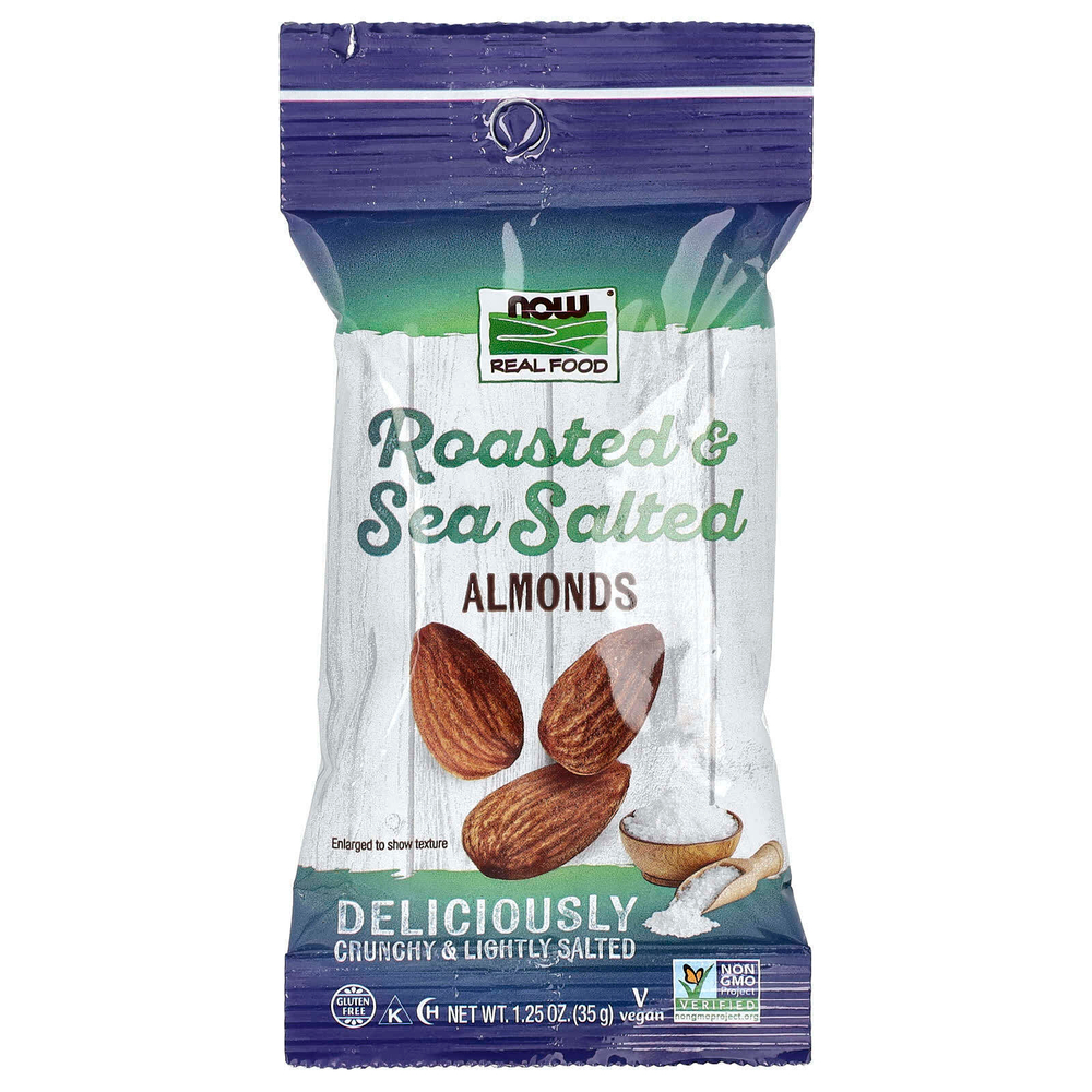 NOW Foods, Миндаль, обжаренный с морской солью, 10 пакетиков по 35 г (1,25 унции)