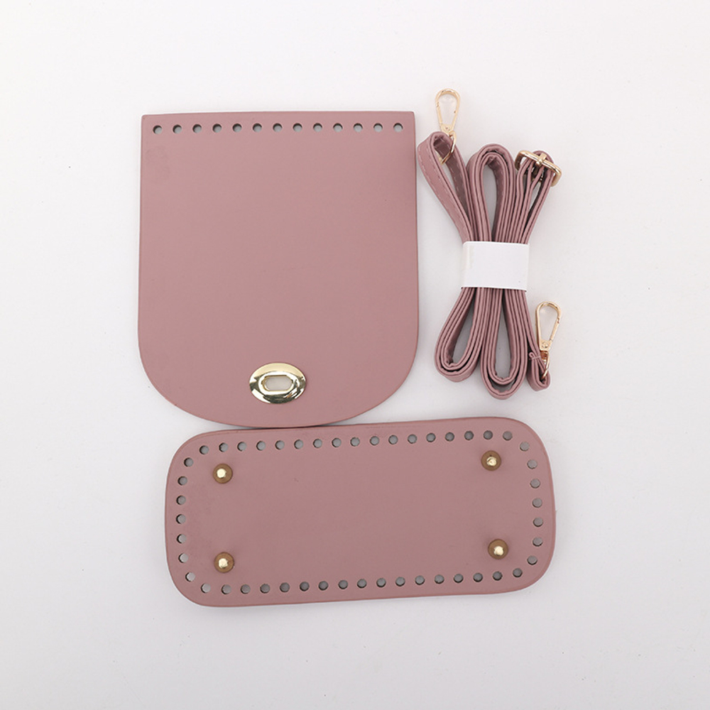 Заготовка для сумки с дном 22х16х4 см, длинной ручкой и верхушкой с застежкой (темно-розовая)