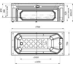Акриловая ванна УЭЛЬС, 170х75, рама-подставка, подголовник - 1 шт.