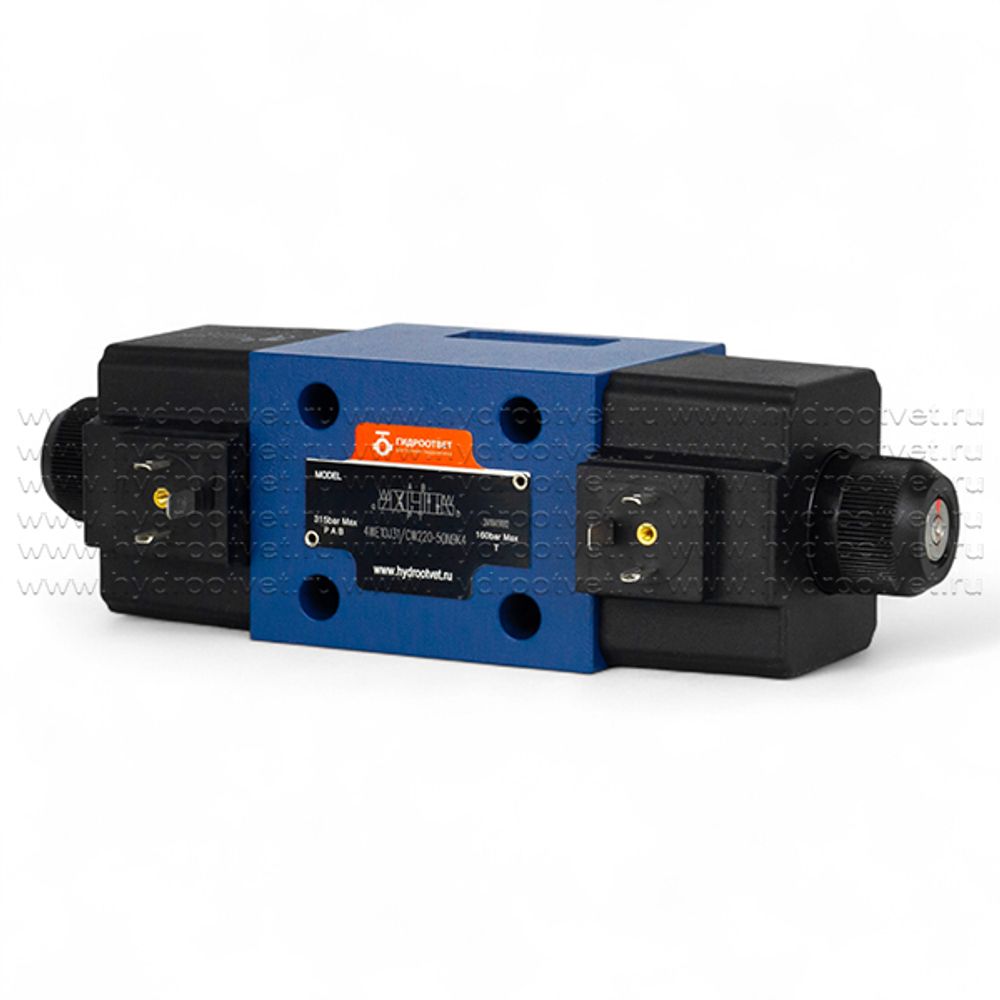 4WE10J31/CW220-50N9K4 - Гидрораспределитель золотниковый Ду 10 с электроуправлением W230, схема J (34), возврат - пружинный