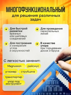 Линейка угольник Свенсона 300 мм синий, алюминий