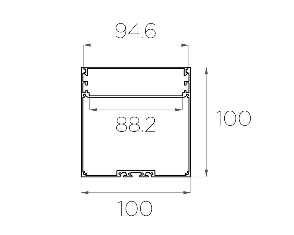 Профиль накладной алюминиевый LC-LP-100100-2 Anod