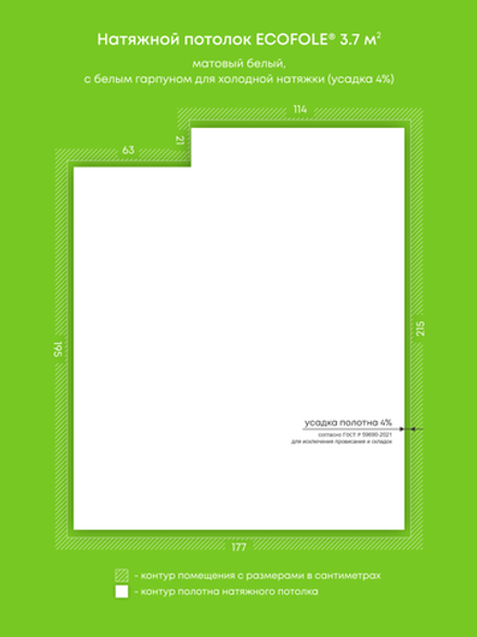 Натяжные потолки 3.7 м2, 1.6 м2