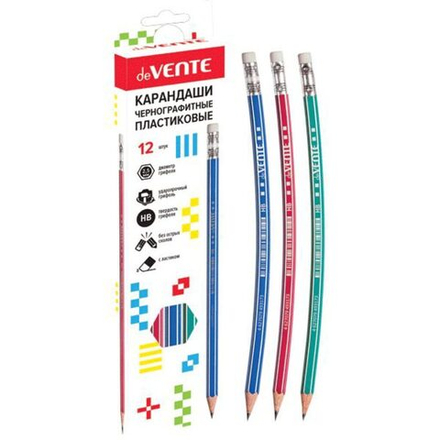 Карандаш Attomex HB, шестигр., пластик., корп., с ластиком