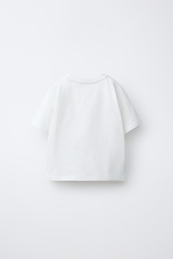ZARA ФУТБОЛКА С ВЫШИВКОЙ, БЕЛЫЙ