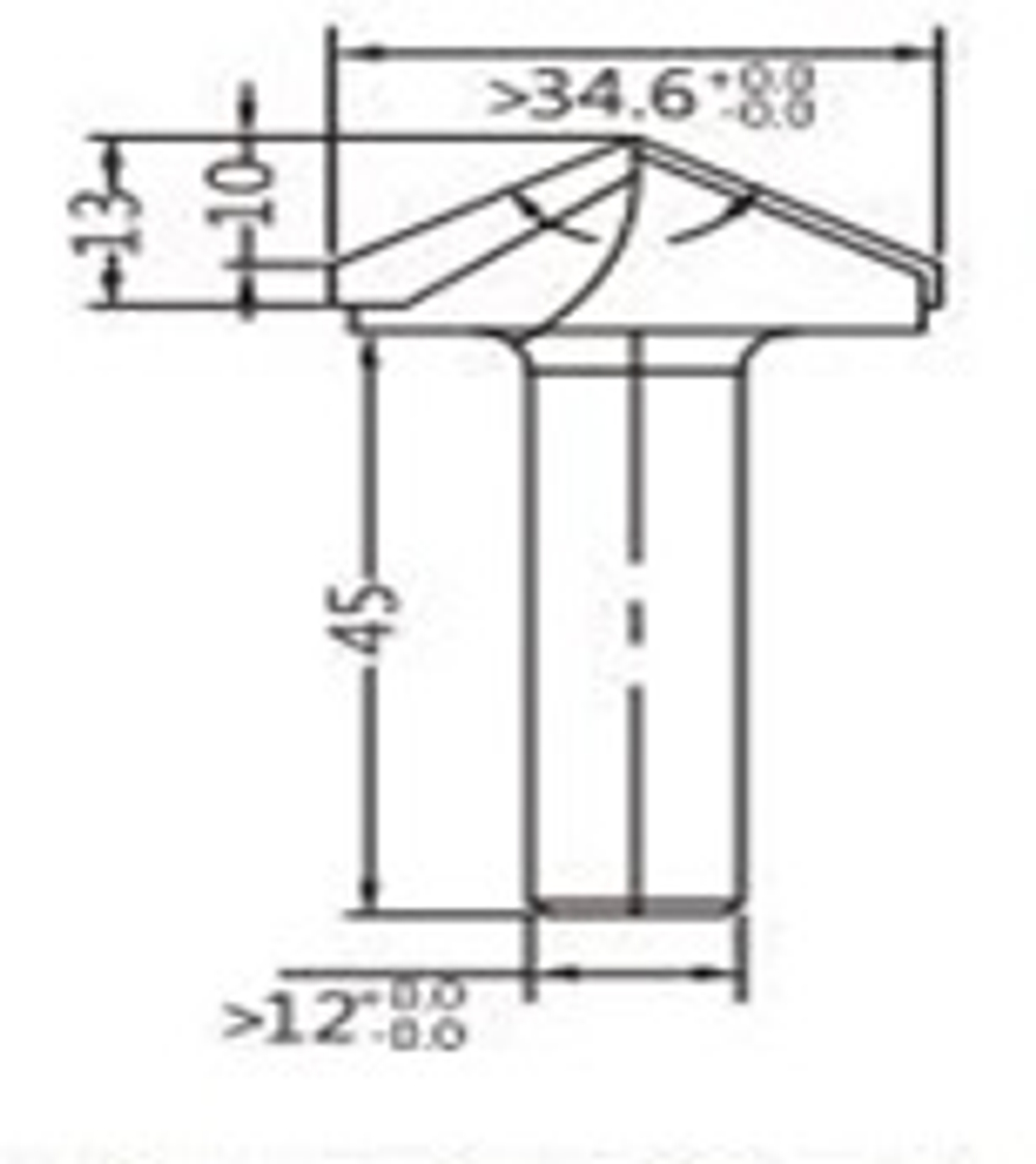 Фреза алмазная  V образная D.34,6x13x58 S.12 Z=2