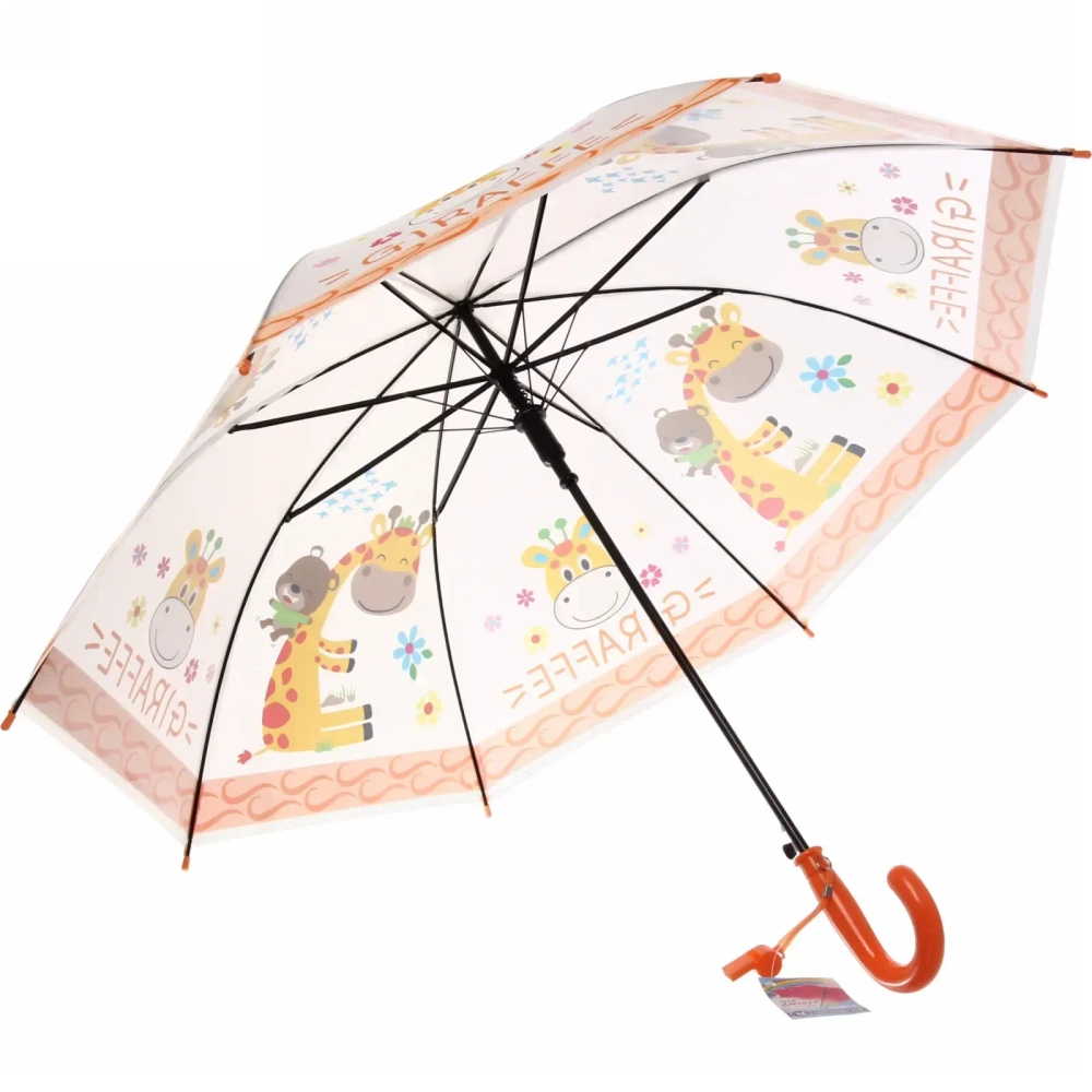 Зонт детский полуавтомат «Ultramarine - Весёлые зверята», микс 6 цветов, 8 спиц, d-98см, длина в слож. виде 65см