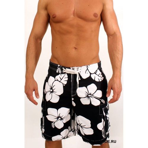 Мужские шорты пляжные черные с принтом ABERCROMBIE&amp;FITCH 52824