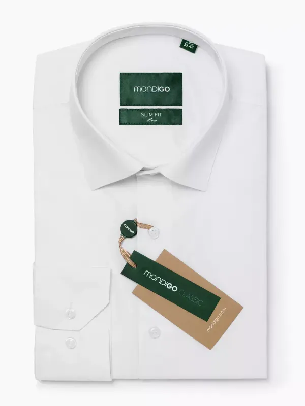 Рубашка на невысокий рост LOW SLIM FIT с длинным рукавом, белая