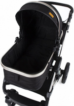 Коляска-трансформер Luxmom 555 2в1 Черный текстиль Серебристая рама