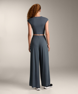 Oysho Майка с коротким рукавом, антрацитовый/голубой