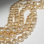 Хрустальный жемчуг в форме монетки, золотистый, 13мм