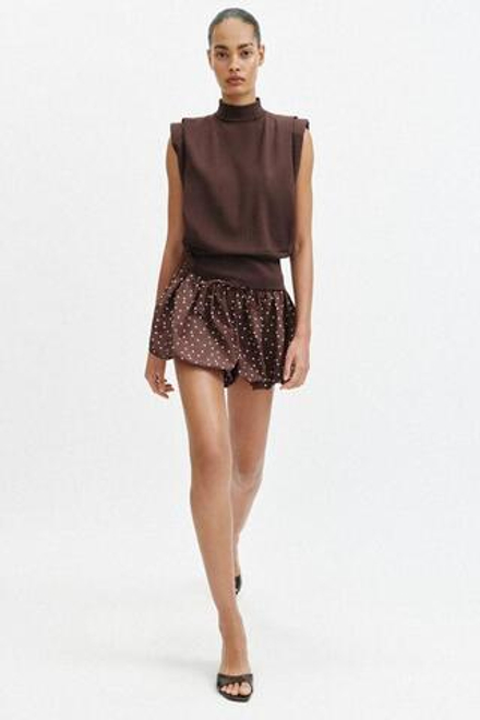 ZARA ЮБКА-ШОРТЫ-БАЛЛОН В ГОРОШЕК, КОРИЧНЕВЫЙ